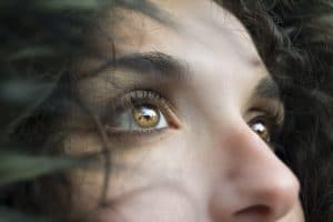 Close-up of a woman's eyes.